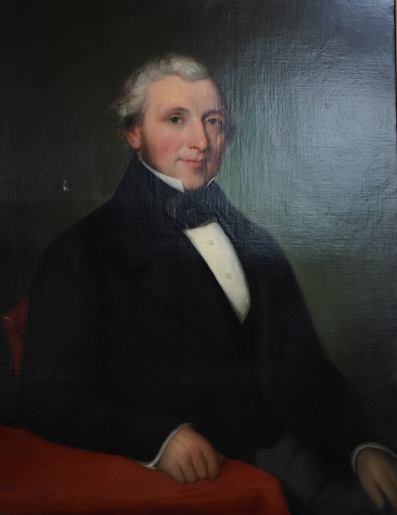Mid Victorian School, a pair of oils on canvas, Portrait of a lady and gentleman, unsigned, 90 x 70cm, gilt framed. Condition - fair to good, some minor paint chips